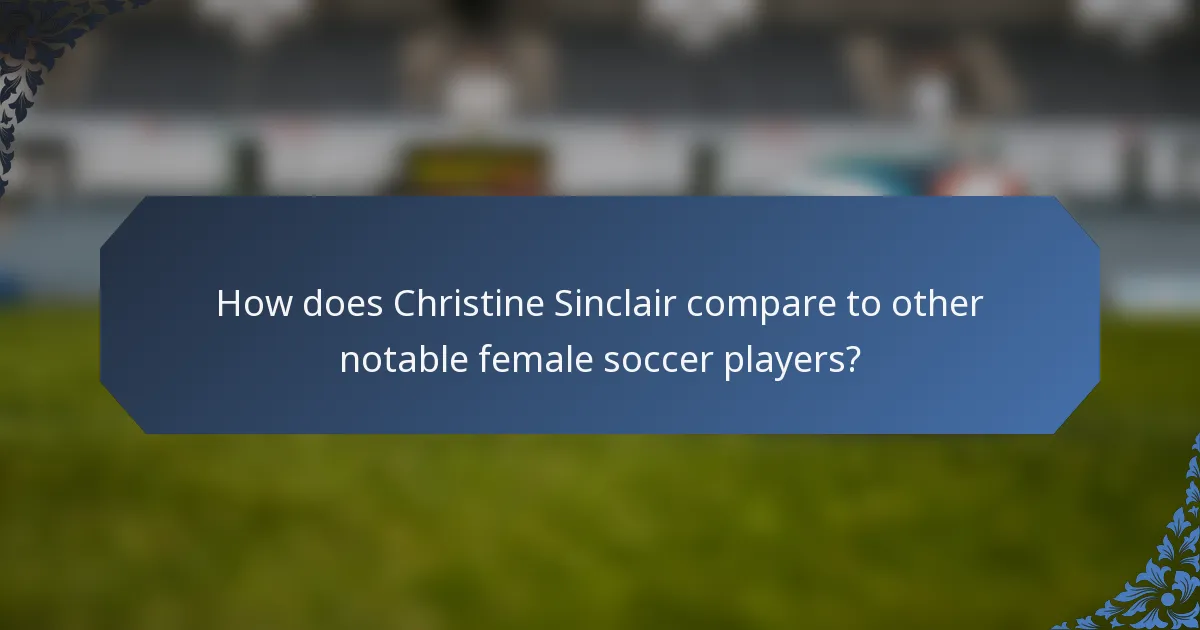 How does Christine Sinclair compare to other notable female soccer players?