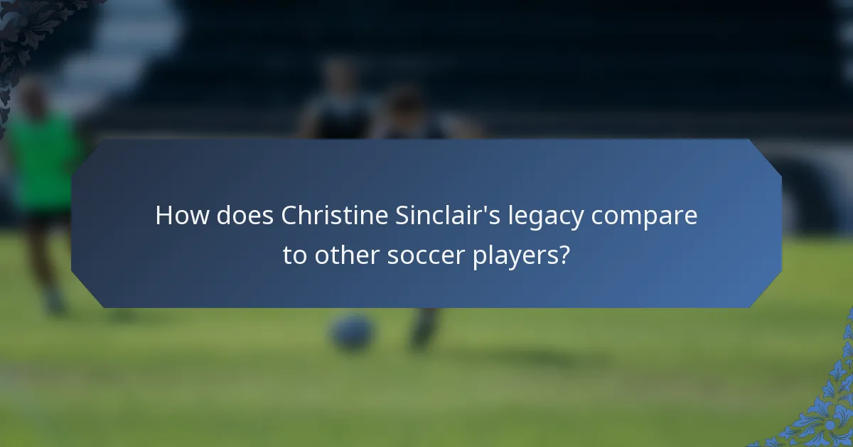How does Christine Sinclair's legacy compare to other soccer players?