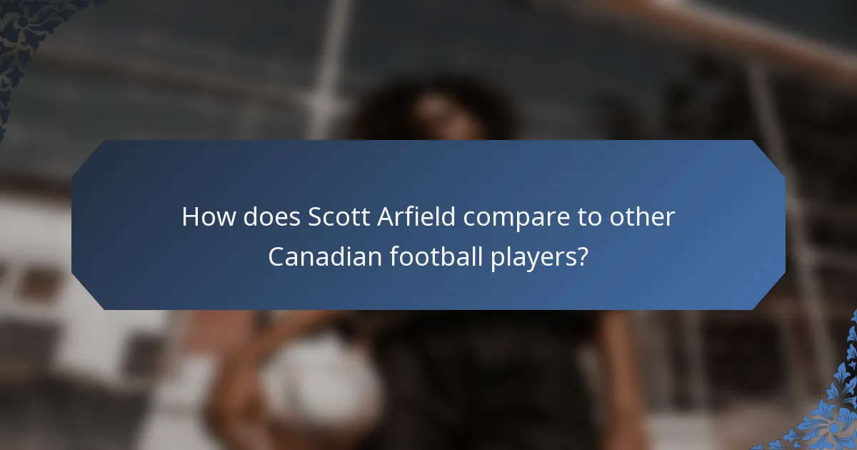 How does Scott Arfield compare to other Canadian football players?