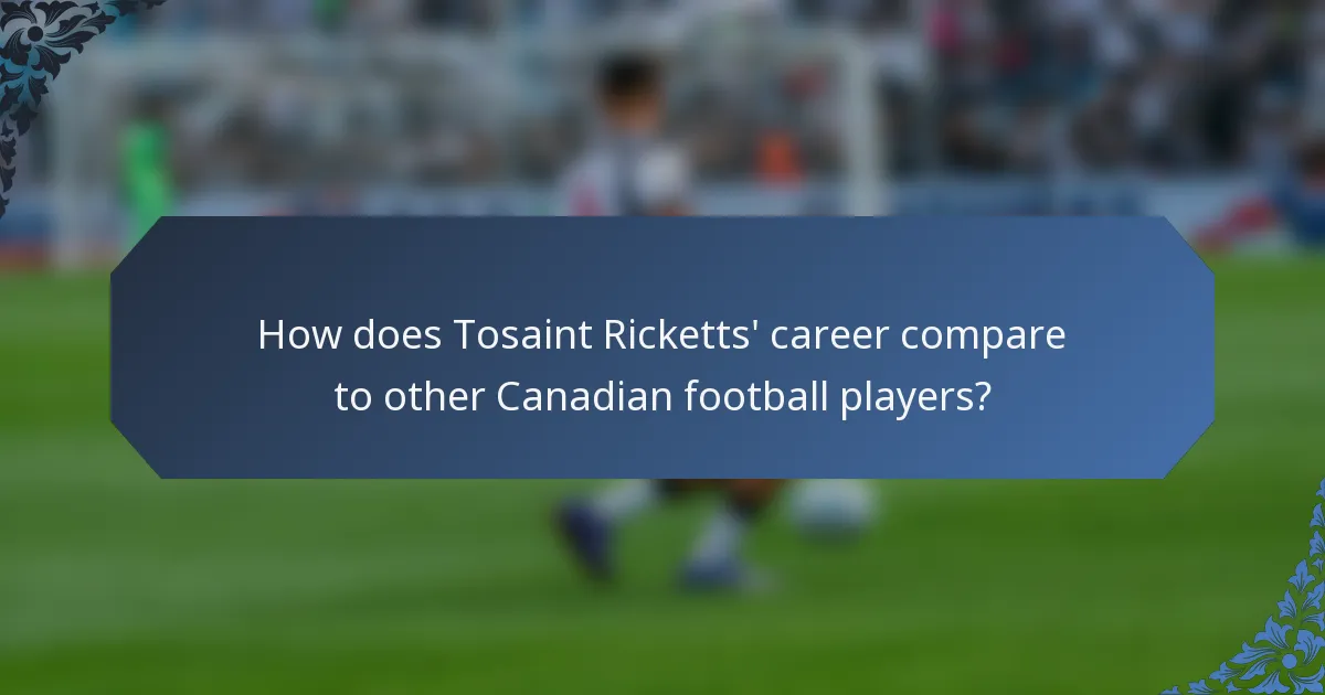 How does Tosaint Ricketts' career compare to other Canadian football players?