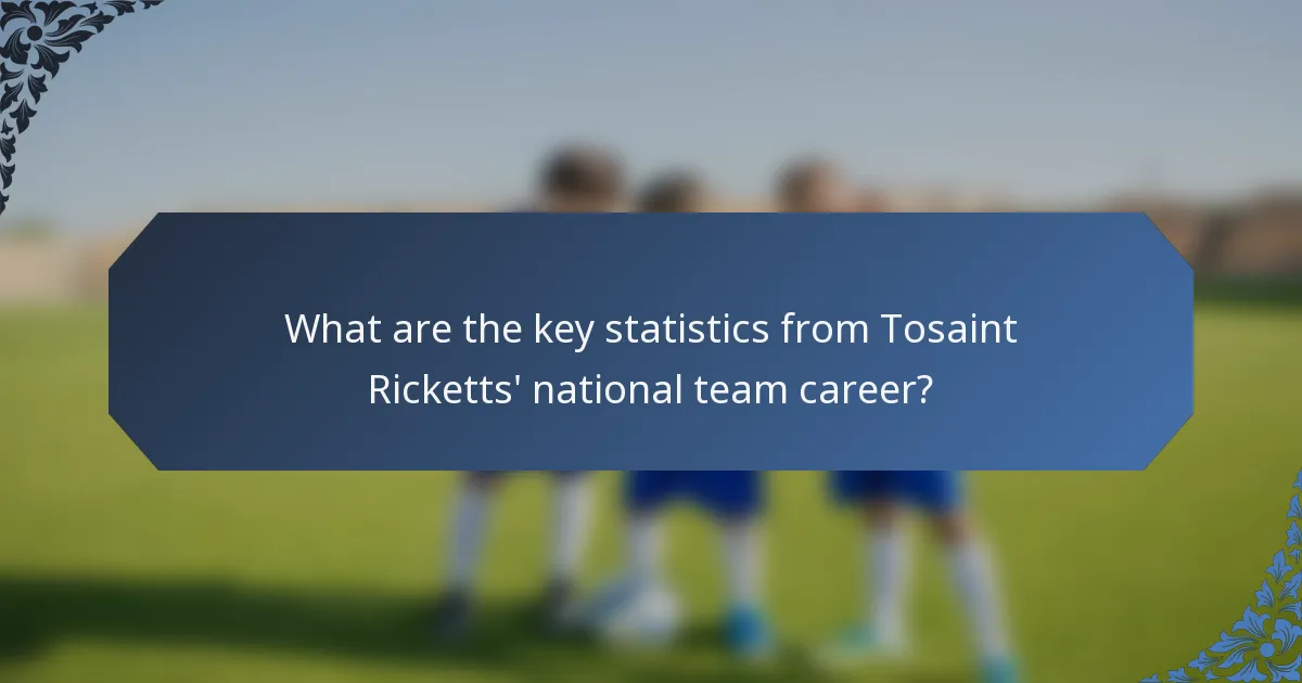 What are the key statistics from Tosaint Ricketts' national team career?