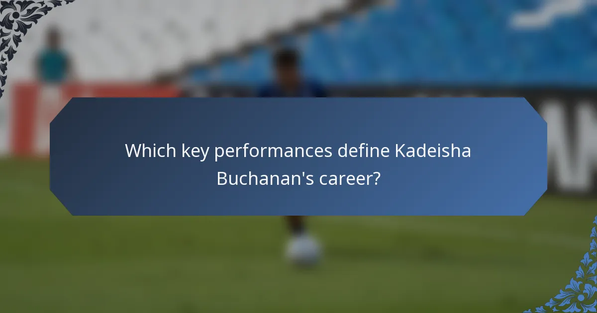 Which key performances define Kadeisha Buchanan's career?